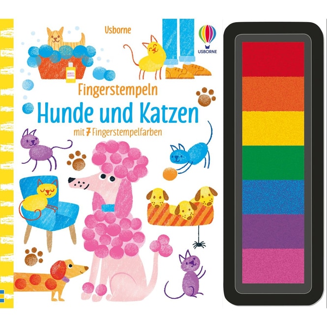 Fingerstempeln - Hunde und Katzen - mit 7 Fingerstempelfarben