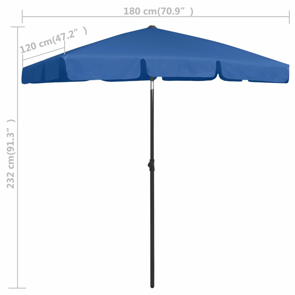 Parasol de plage 180 x 120 cm bleu azuré