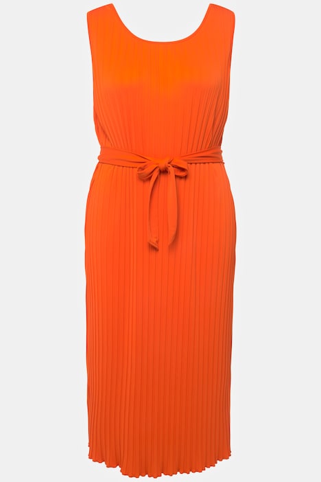 Plissee-Kleid, A-Linie, Rundhals, ärmellos