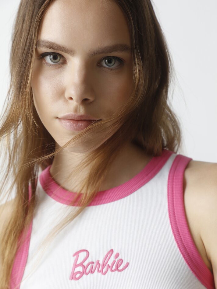 Top cropped Barbie - Rosa/Branco