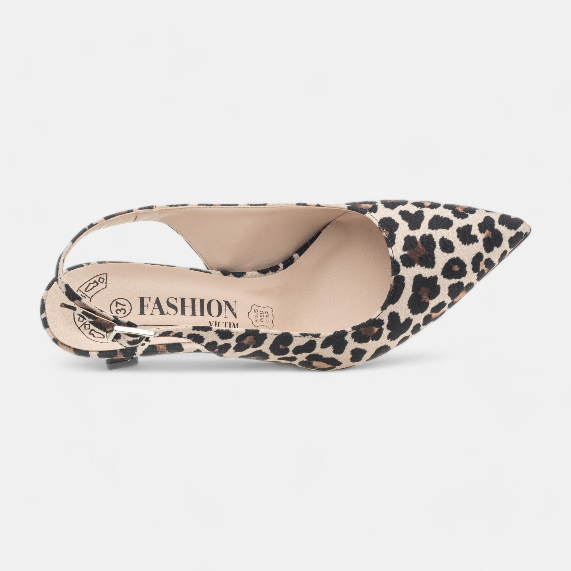 Escarpins avec bride arrière à talon Femme beige