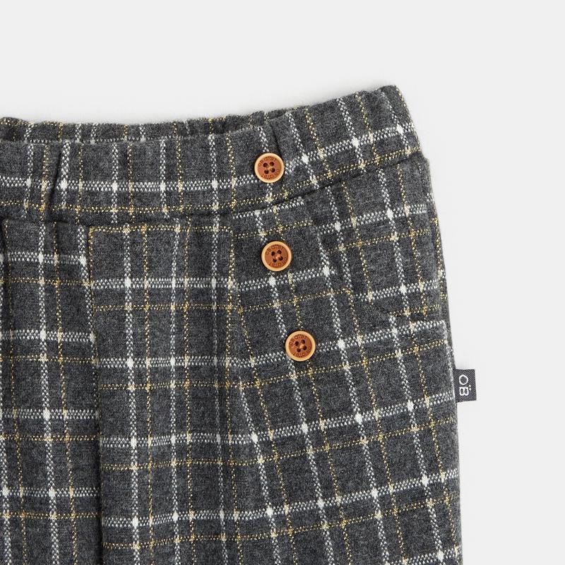Pantalon carreaux fantaisie effet pont gris bébé fille Gris ou noir