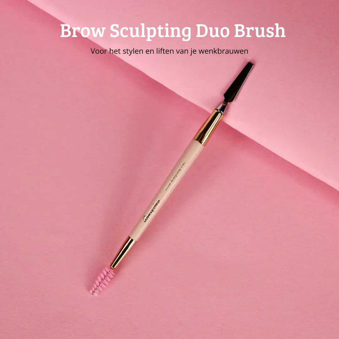 Soft Pink & Gold Brow Sculpting Duo Brush