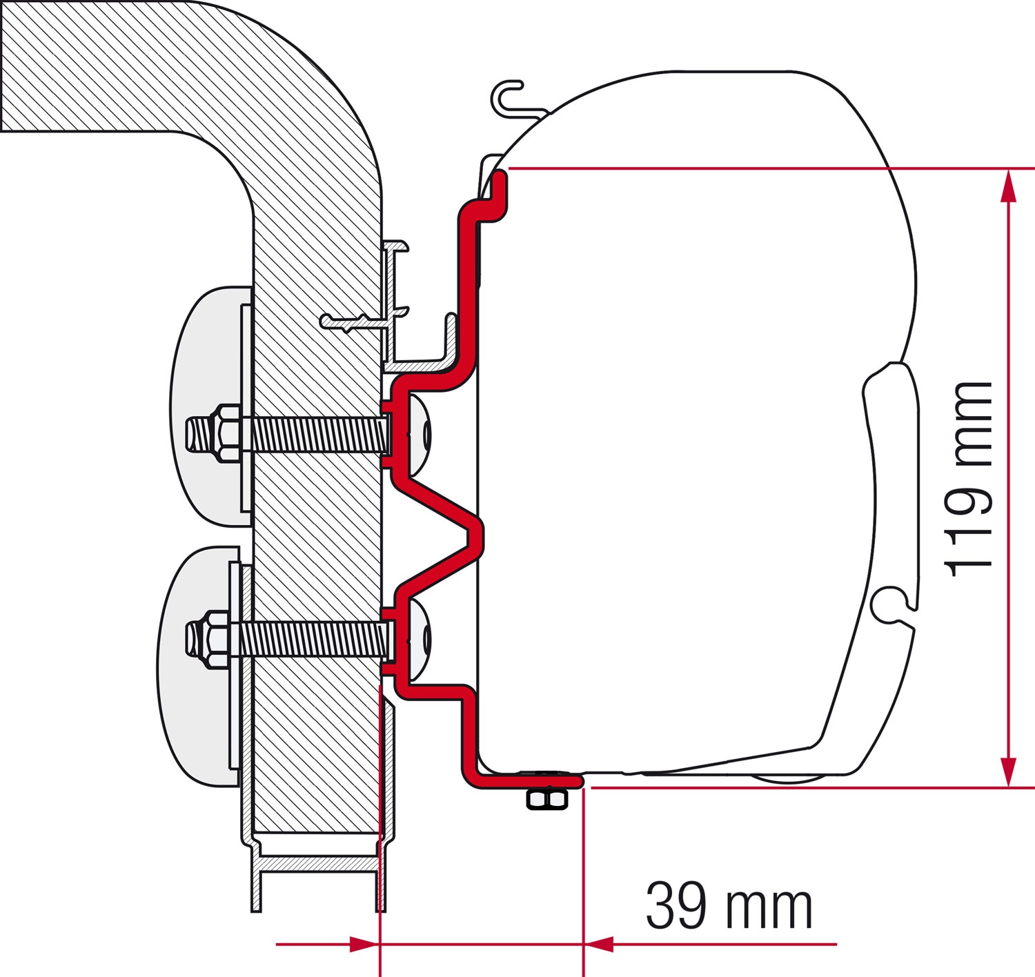Fiamma F45 Halterung Hymercamp 400 cm