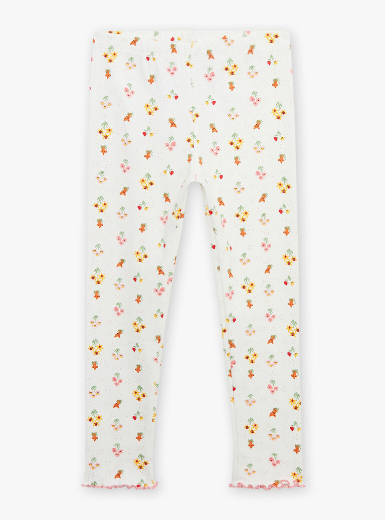 Pyjama écru à imprimé fleurs et renards