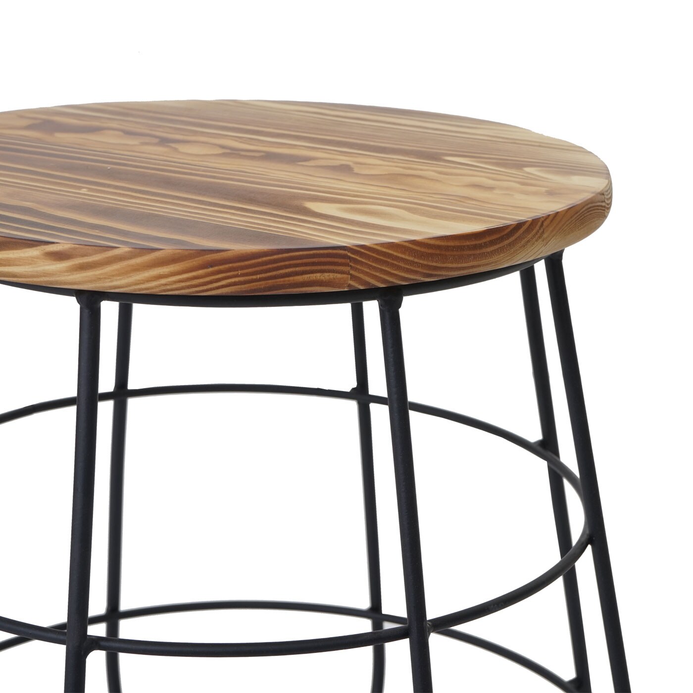 Beistelltisch mit Stauraum MCW-A80, Nachttisch Kaffeetisch, Industriedesign Echtholz Ø35cm