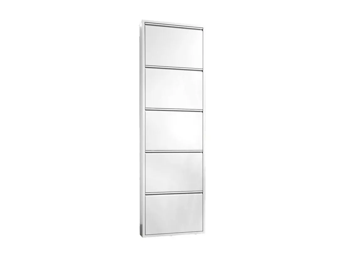 Meuble à chaussures Isidro, Meuble à chaussures en métal, Armoire d'entrée polyvalente, Rangement pour chaussures, 50x15h172 cm, Blanc