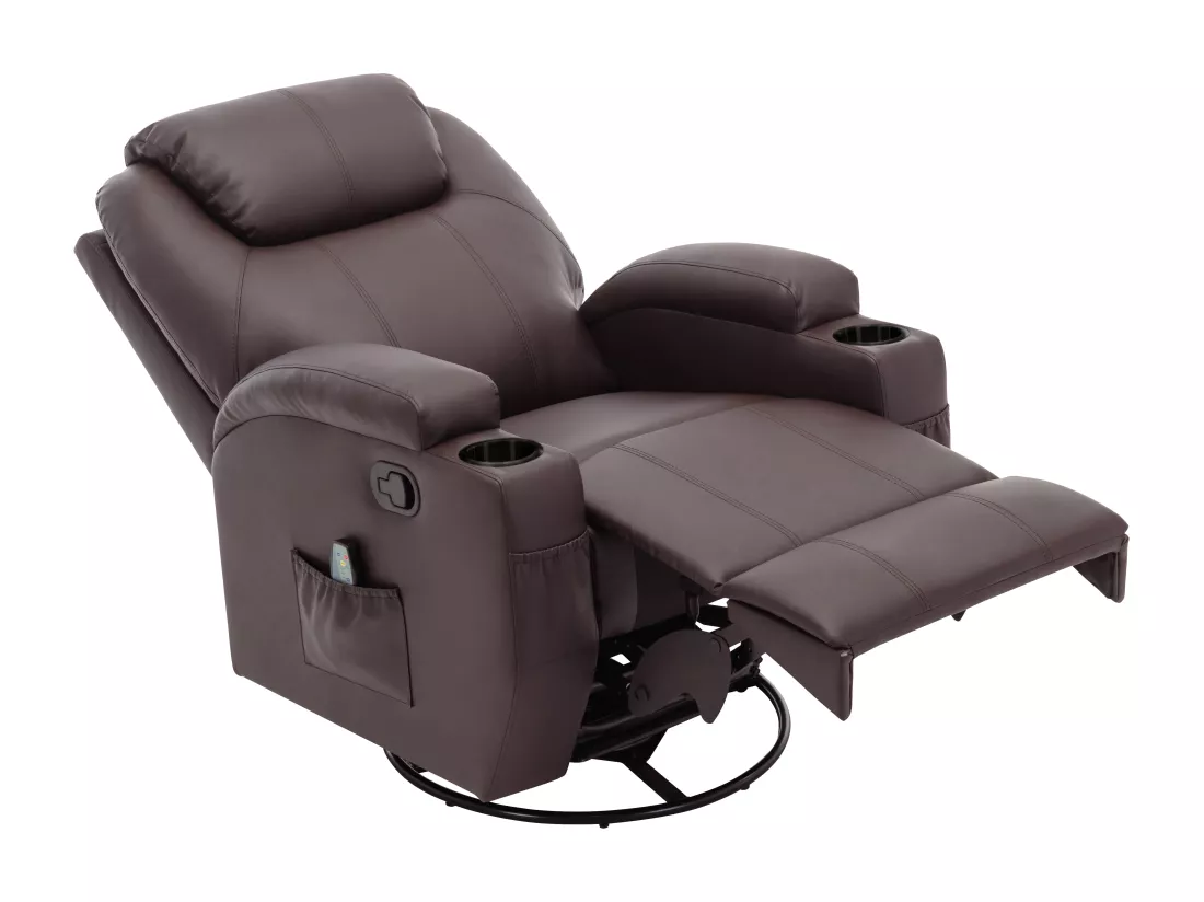 Fauteuil massant SILVANO en simili - Marron