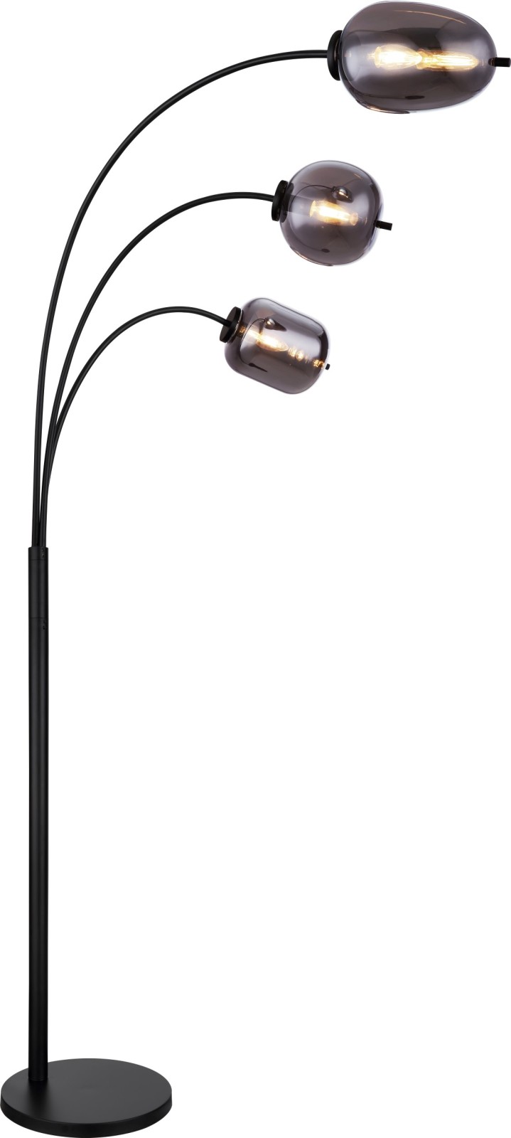 Bogenlampe - schwarz matt - rauchfarben - 175 cm hoch