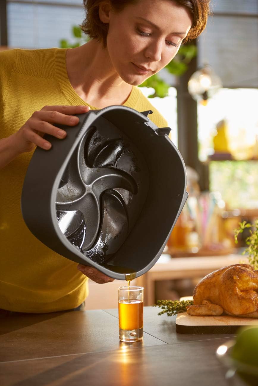 Fritadeira sem óleo Philips Premium XXL com tecnologia de remoção de gordura, preta, HD9630/98