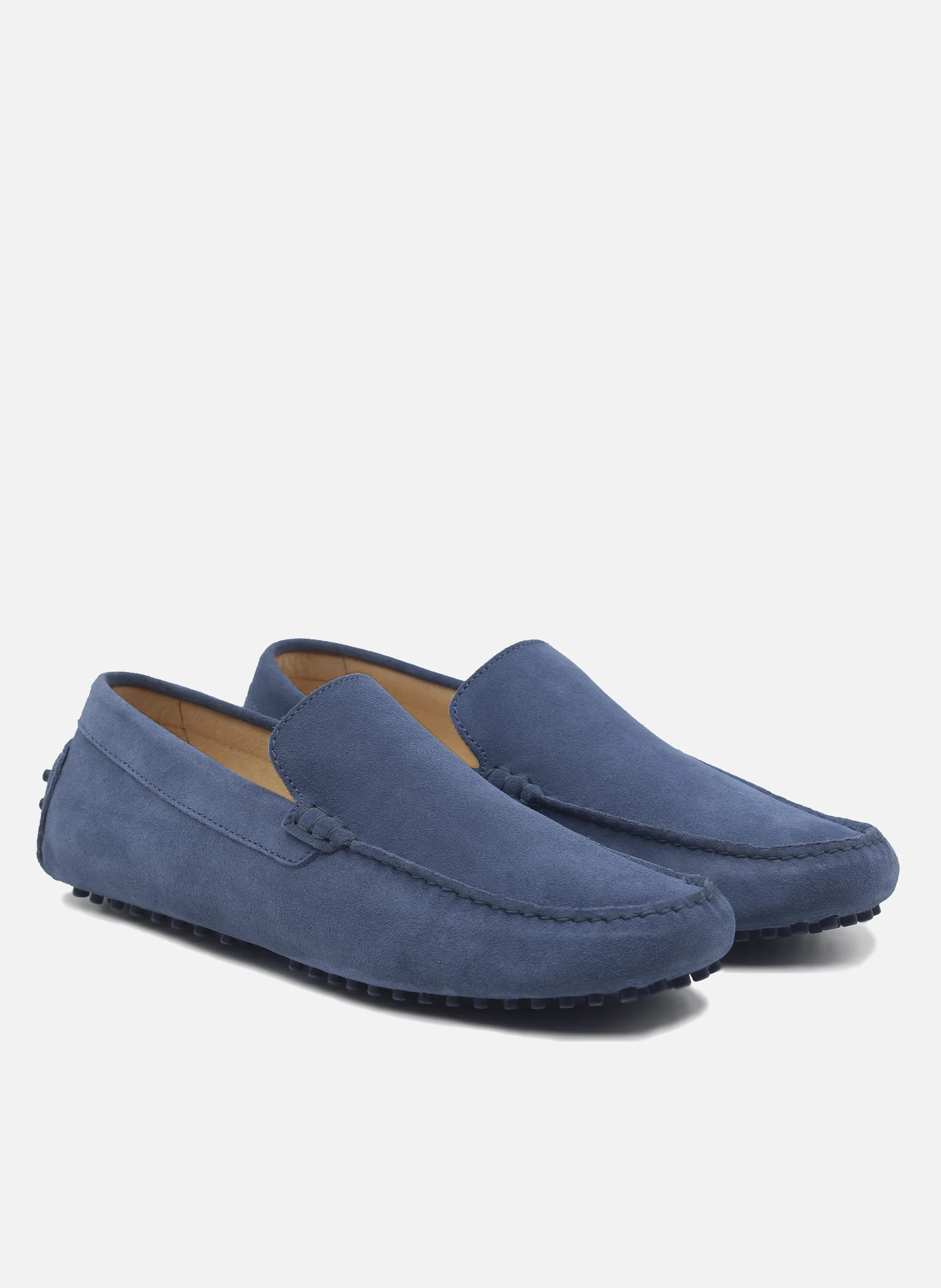 Mocassins picots doublés cuir daim | Bleu