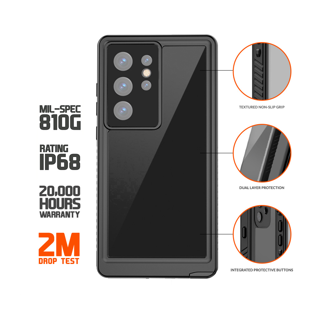 Samsung Galaxy S23 Ultra 5G Avalanche Case Wasserfeste Outdoor Schutz Hülle IP68 (EGCA00447) - Schwarz