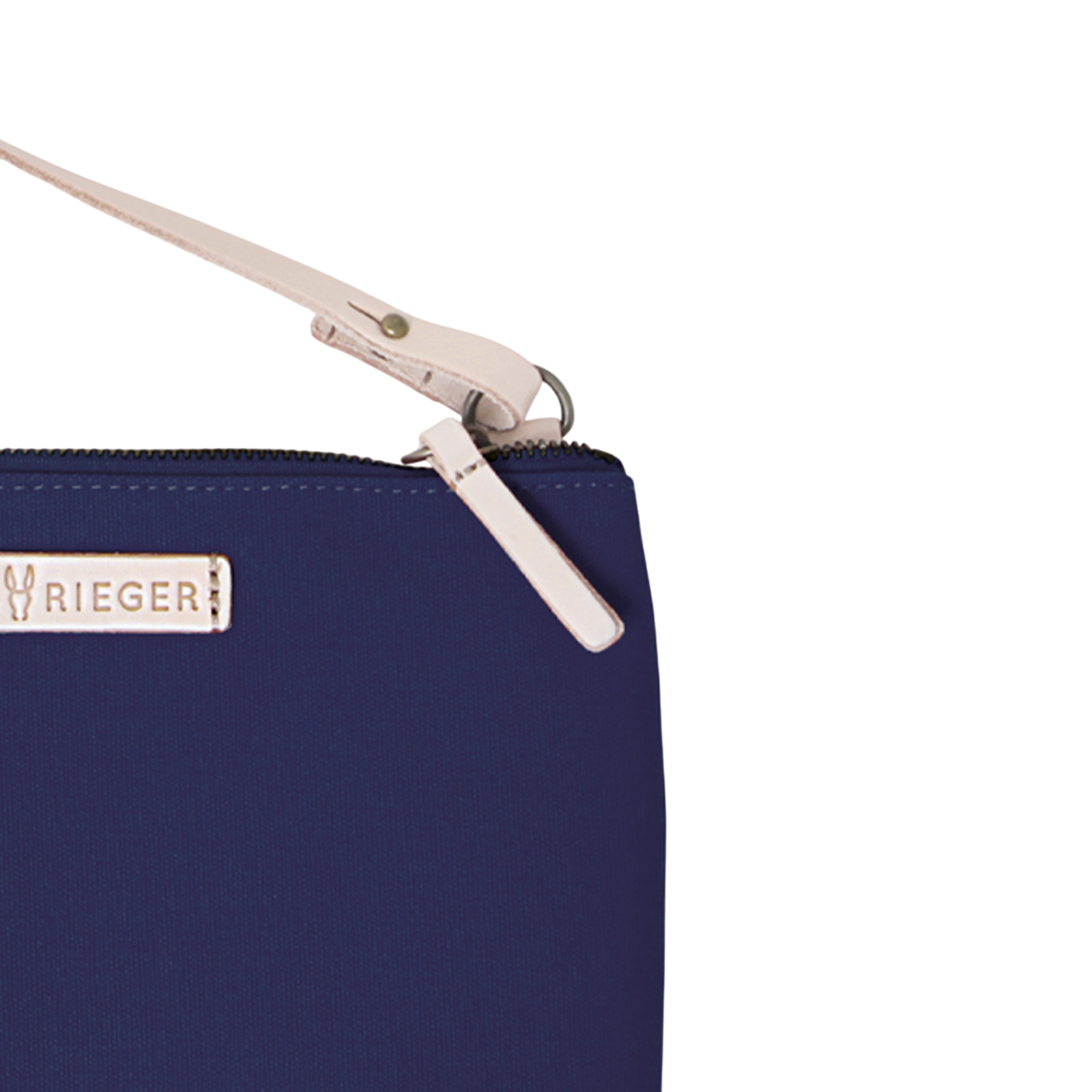 Clutch Charlie Navy, Leder Natur