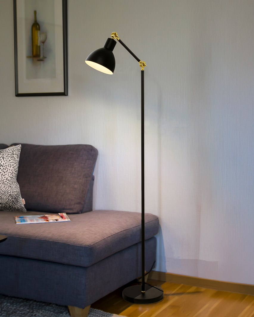 Dublin gulvlampe Svart/matt messing E27