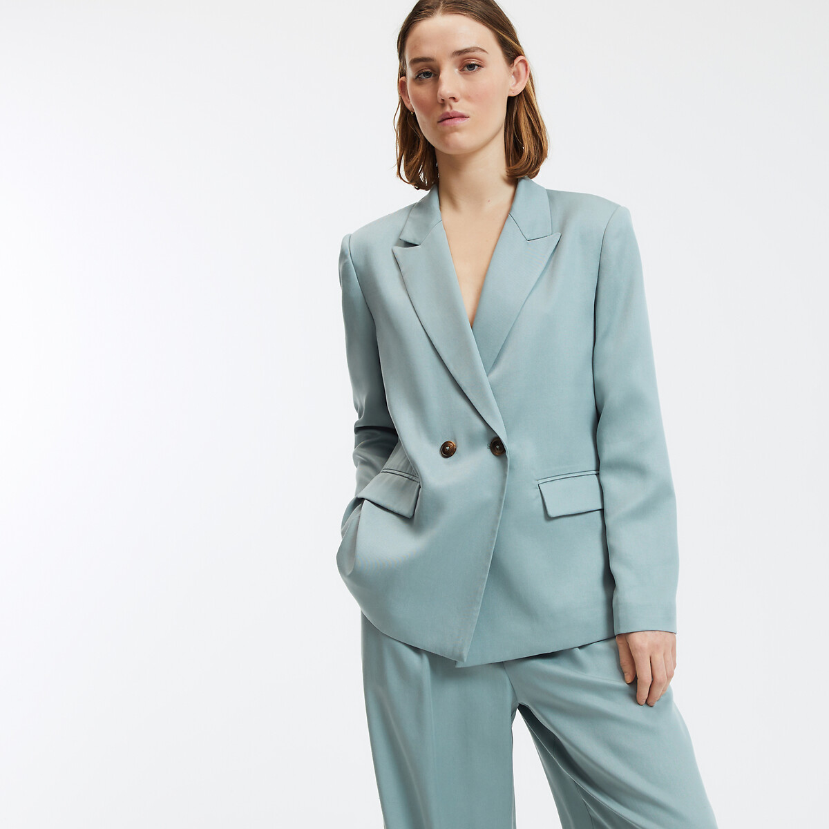 COLEÇÕES LA REDOUTE<br>Jaqueta cruzada em liocel, modelagem ampla