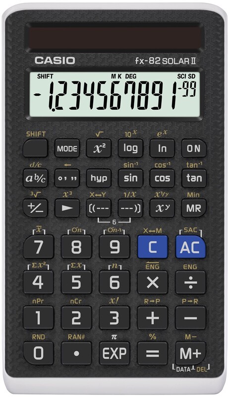 Casio wissenschaftlicher Rechner FX-82Solar II, schwarz