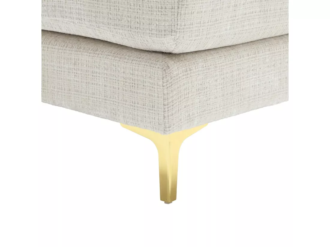 Canapé 4 places d'angle, en tissu chenille, cadre en bois massif, avec oreillers, 272x136x88cm, Beige
