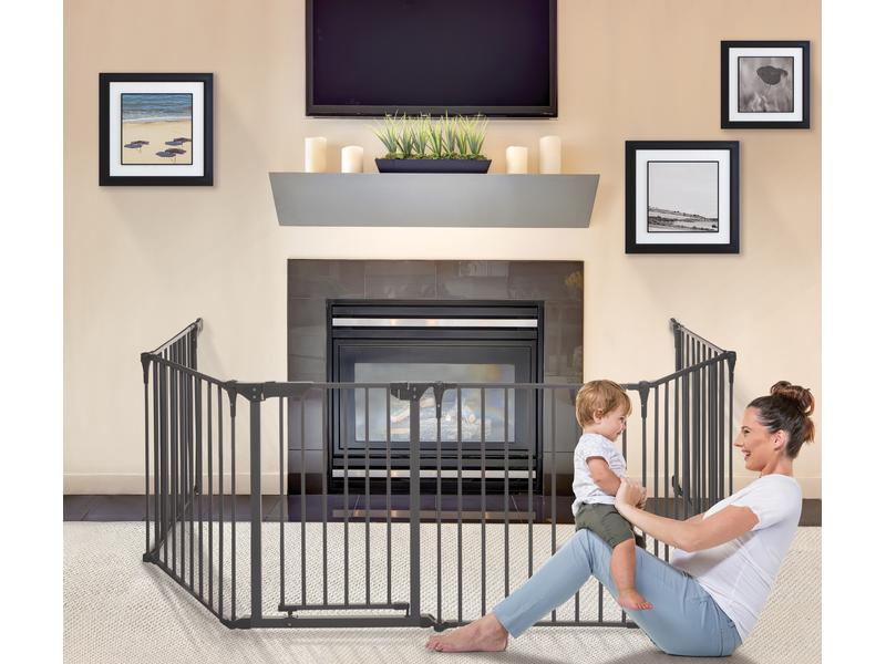 DREAMBABY Laufgitter Royale Converta Charcoal 3-in-1 Metall Laufgitter breite Barriere/Kaminschutz