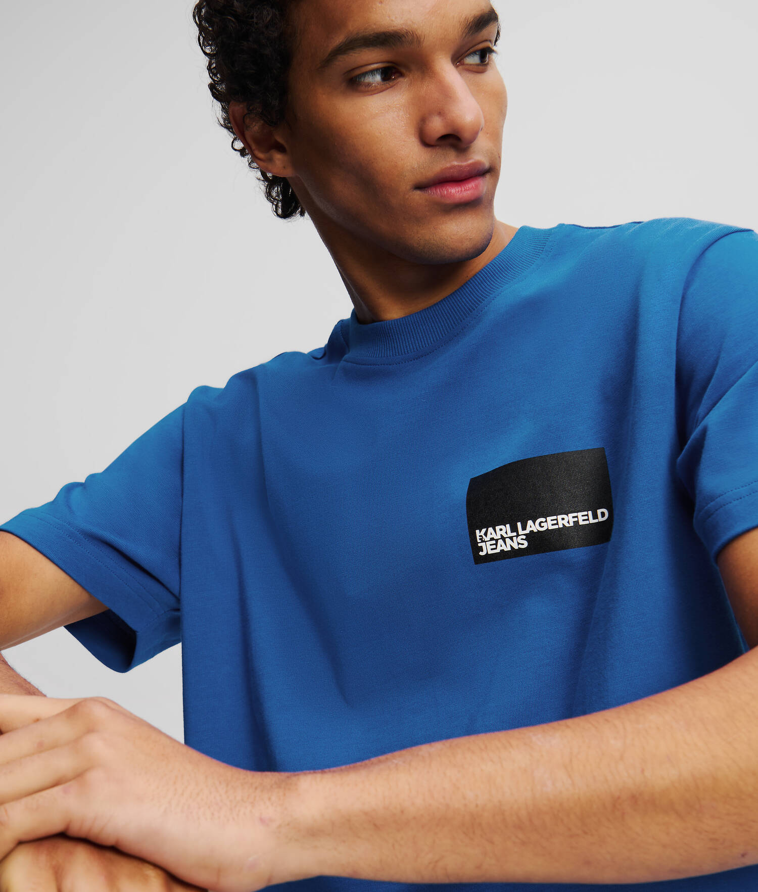T-SHIRT AVEC LOGO ENCADRÉ - Bleu KLJ