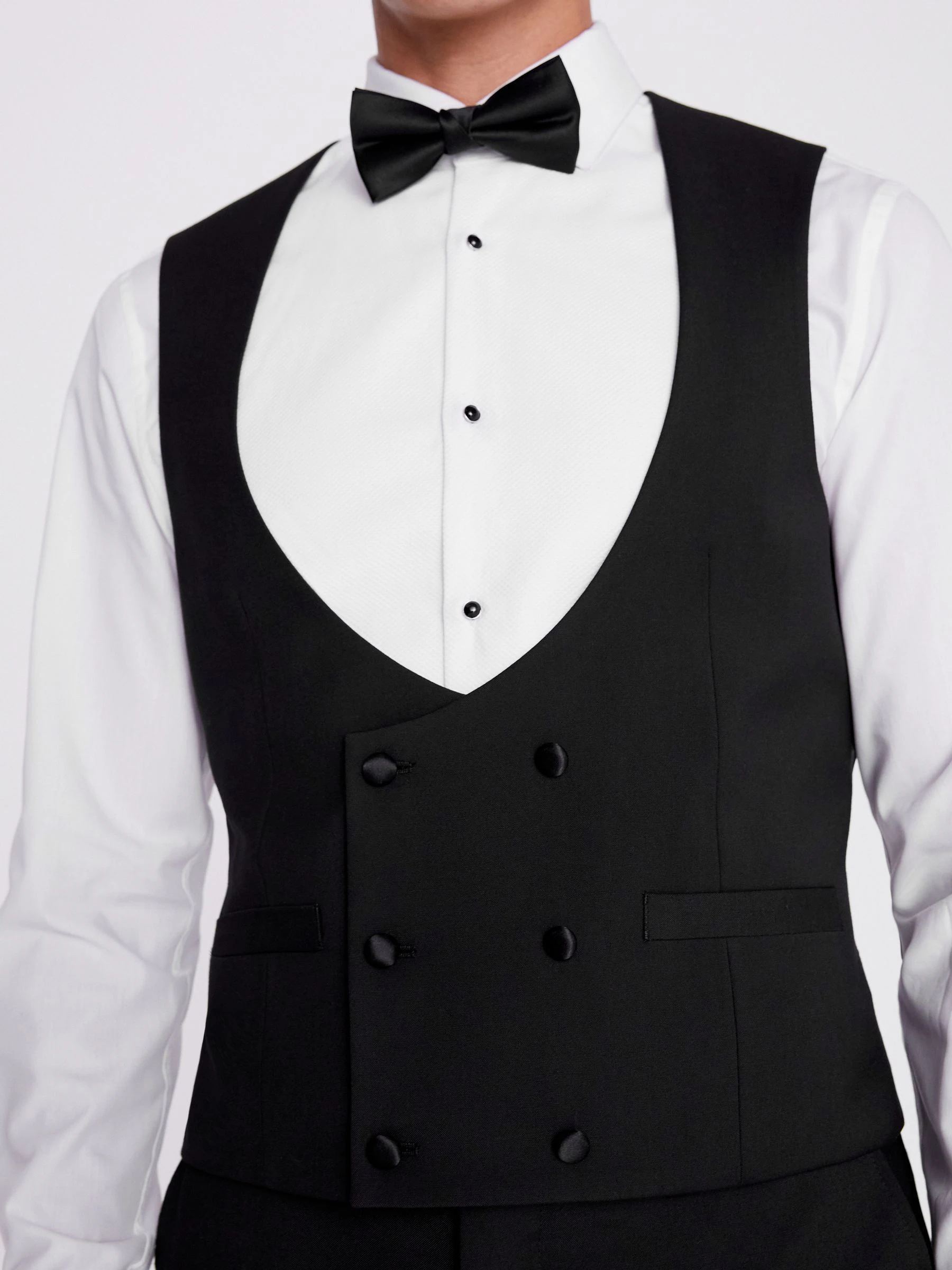 MOSS Black Slim Fit Dress Waistcoat