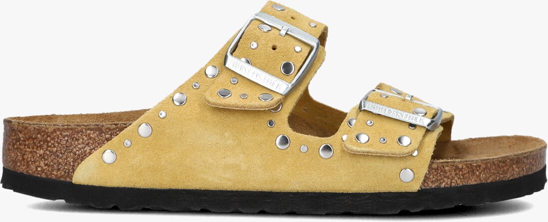 gele birkenstock teenslippers arizona rivet border