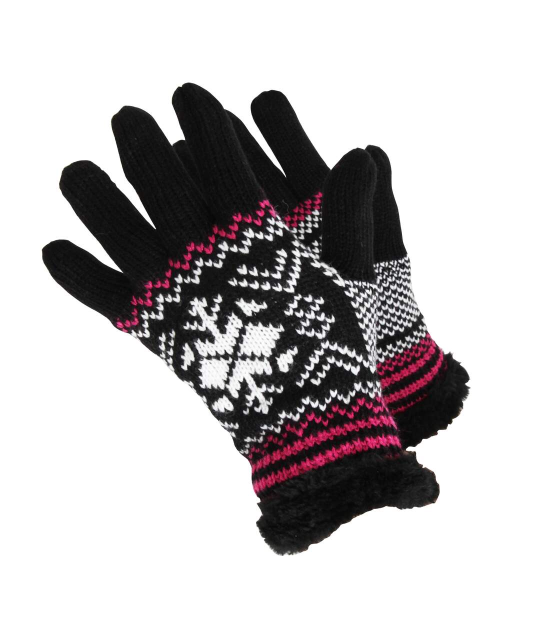 RockJock - Gants tricotés pour femmes (Noir / rose) - UTGL592