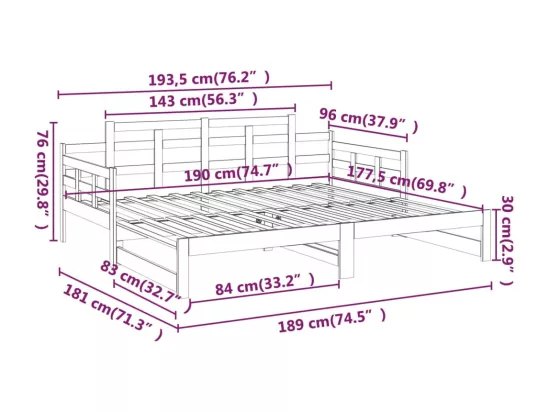 Lit coulissant sans matelas bois de pin solide