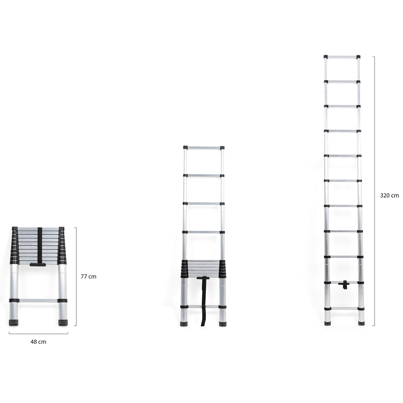 Pratik Garden Echelle télescopique en aluminium argentée - 48x8x77 cm