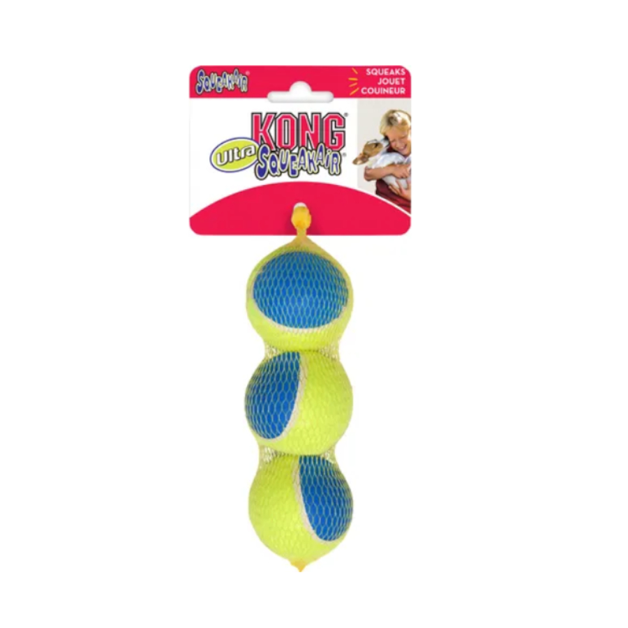 Bolas Kong SqueakAir Ultra, pacote com 3 unidades, para cães.