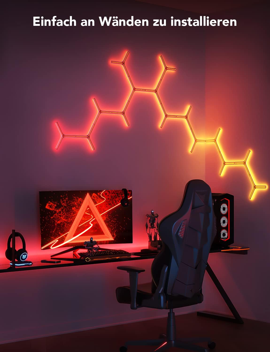 Govee Glide Y Lights, RGBIC LED Gaming , Smart Home DIY Kreative Deko Lights mit Musik Sync & 40+ Szenenmodi, Wi-Fi Wandleuchten für Wohnen, Schlafzimmer, 7er Pack