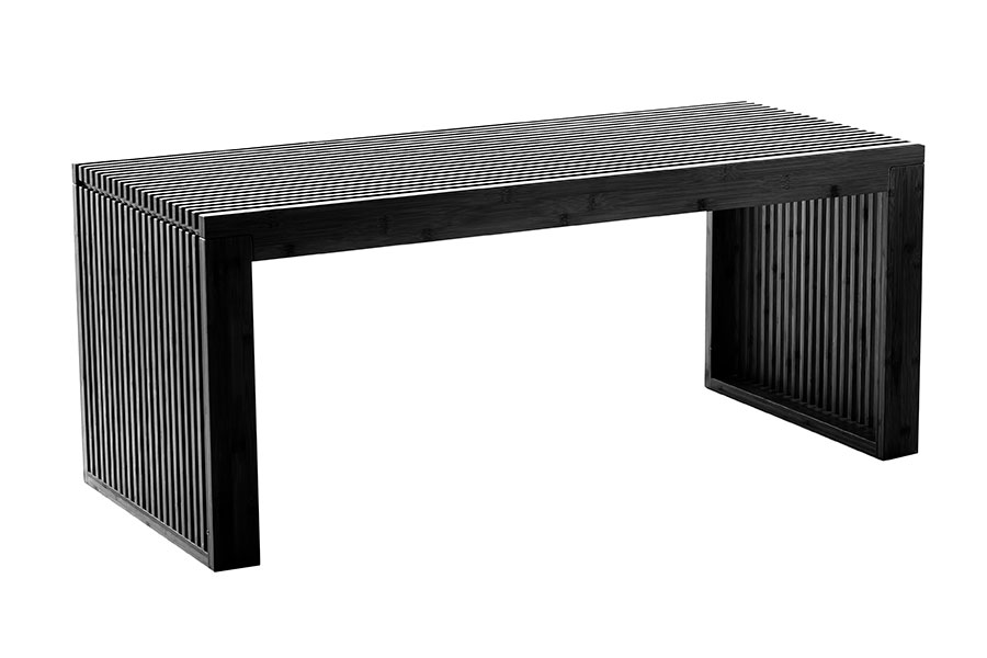 Straa benk Bambus sort lakkert Stor