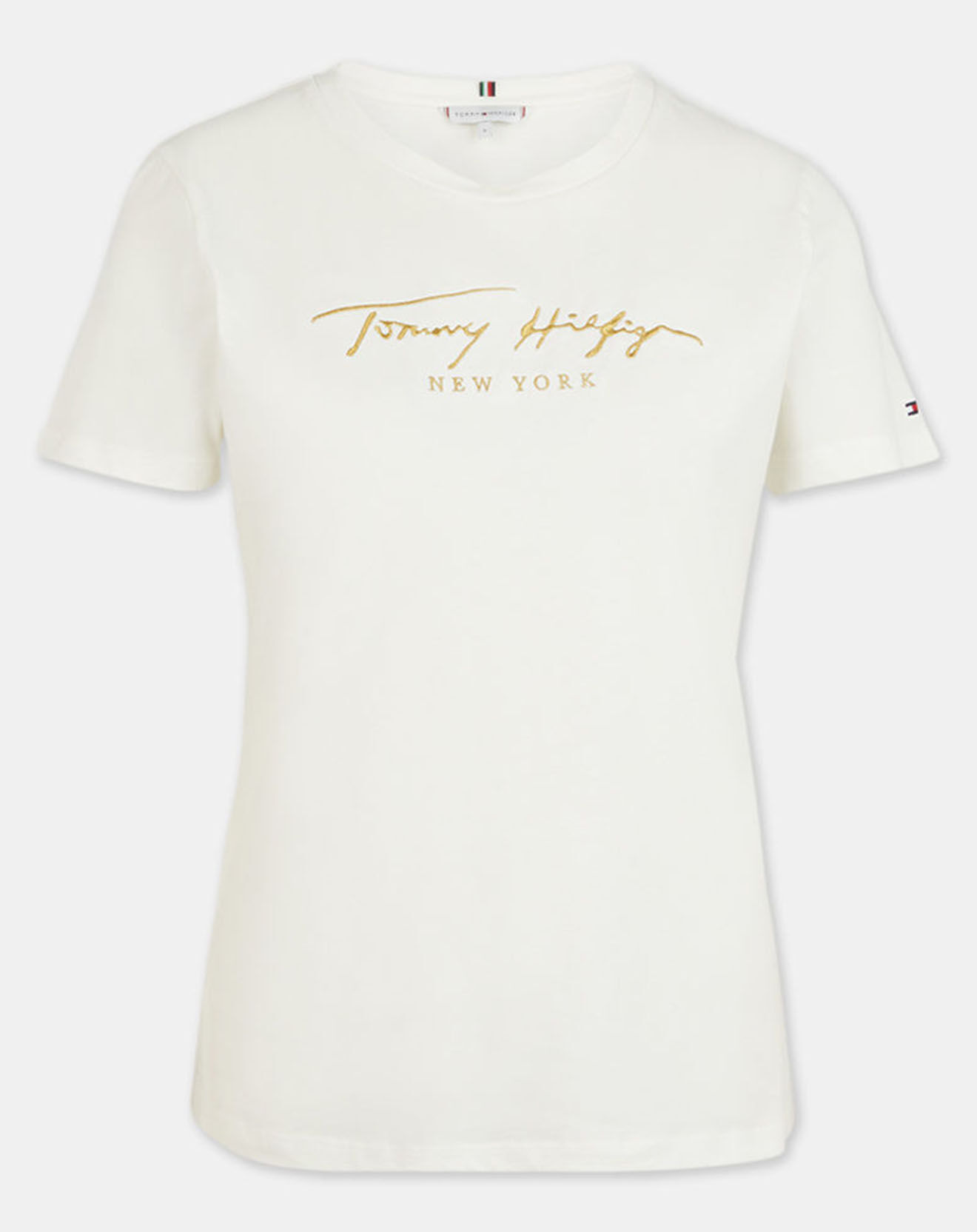 Tommy Hilfiger T-Shirt 100% Coton Bio Lurex écru