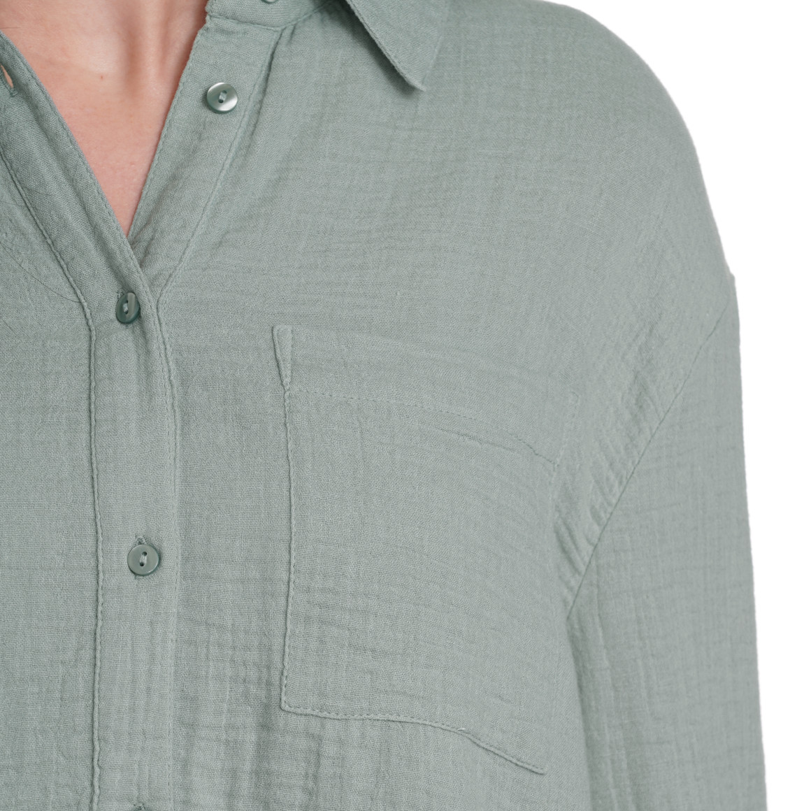 Gina Damen Musselin-Bluse unifarben salbei