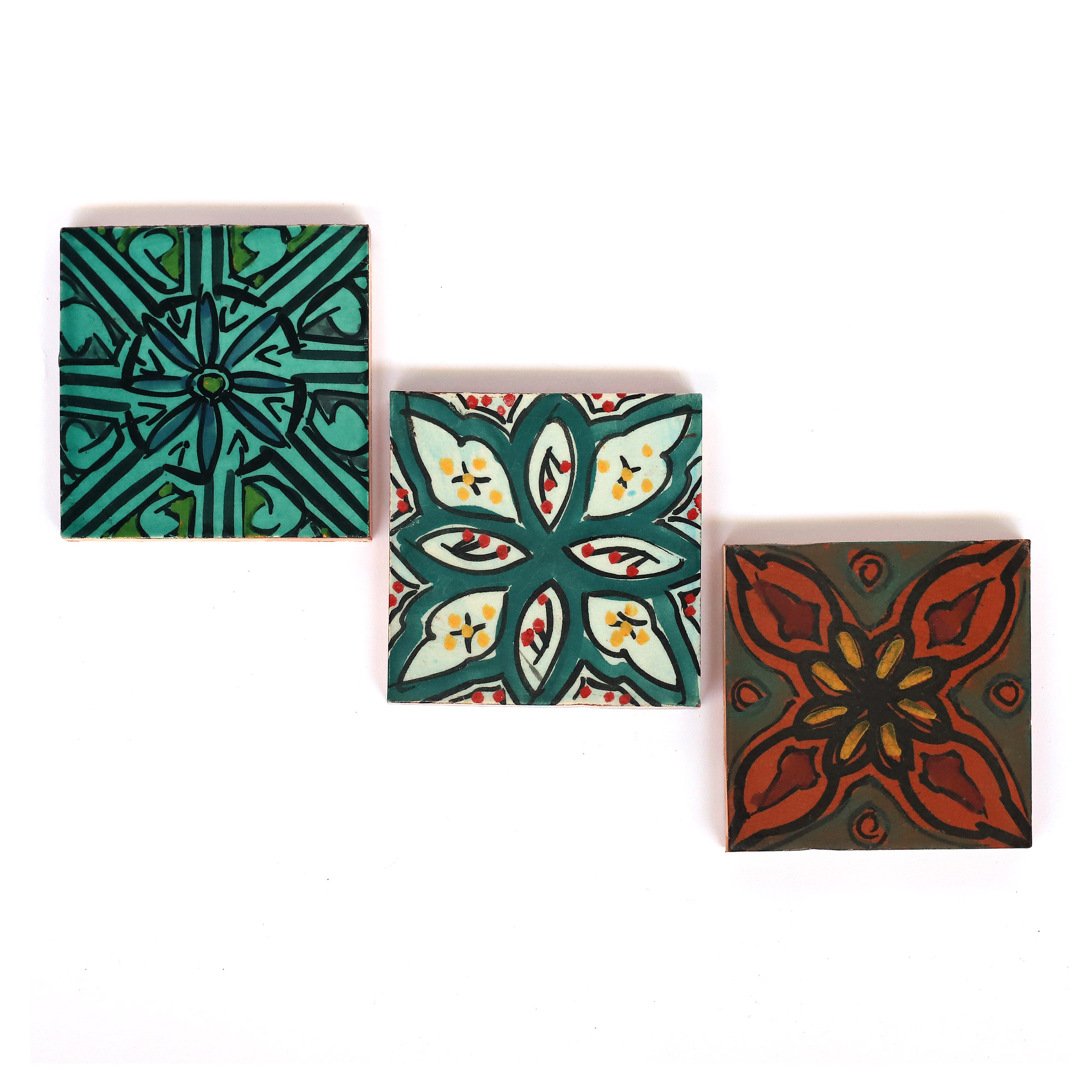 Kachel 'Fleur étoile', grün-multicolor, T 10 cm, B 10 cm, H 1 cm von fischer's lagerhaus