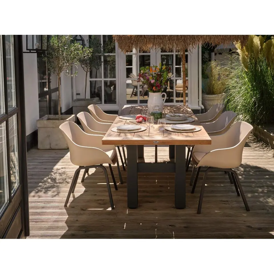 Hartman Heron dining tuintafel 240x100 cm. - Zwart/Teak