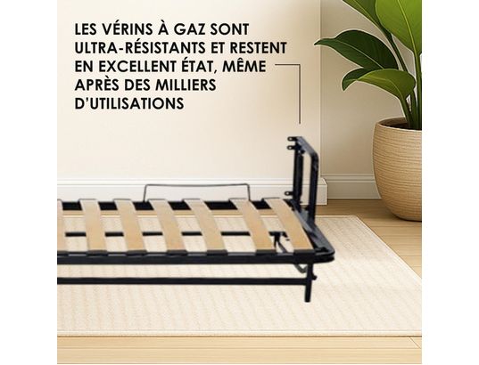 WALLBEDKING - Lit escamotable murphy, 190cmx76cm, horizontal, classique