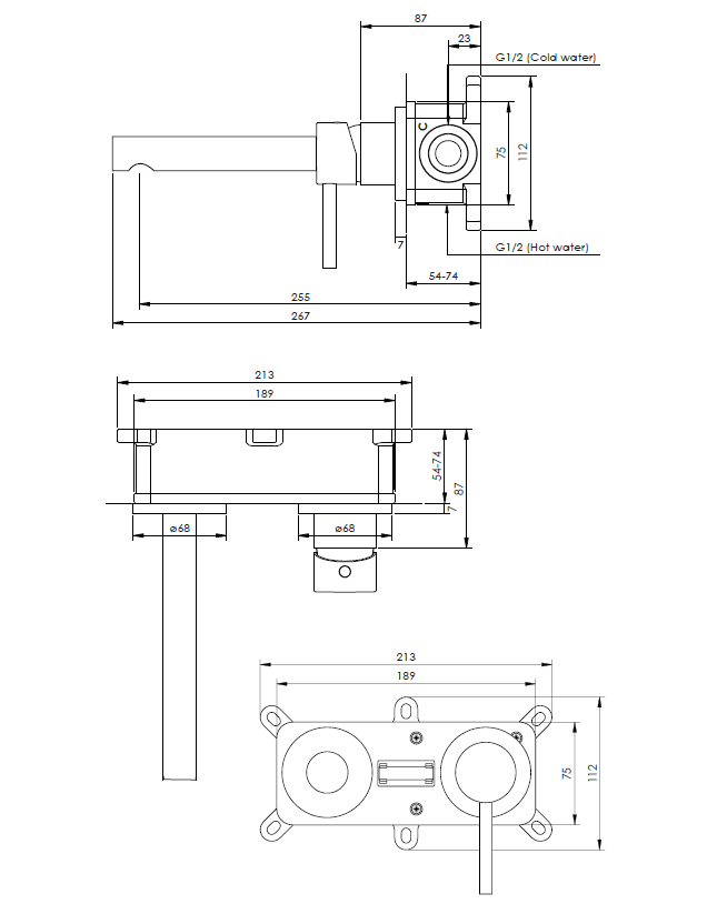 Brauer Gold Edition ColdStart wastafelkraan inbouw rechte uitloop en rozetten model A1 geborsteld messing PVD