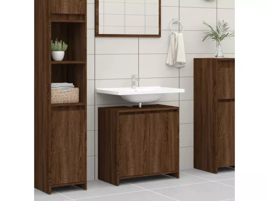 Armoire de bain Chêne marron 60x33x61 cm Bois d'ingénierie