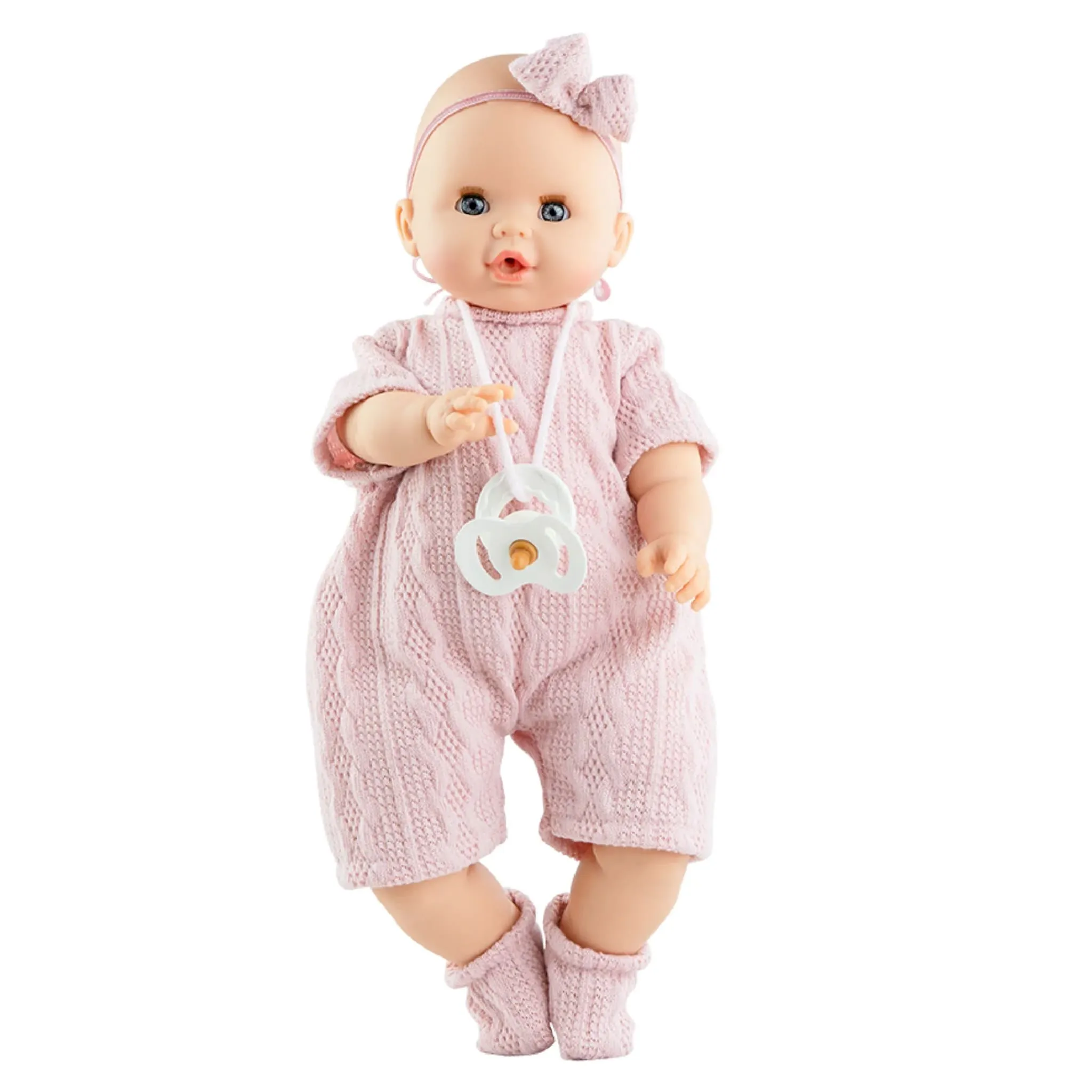 Paola Reina Poupée Sonia avec jumper rose en laine et bandeau boucle rose - Paola Reina