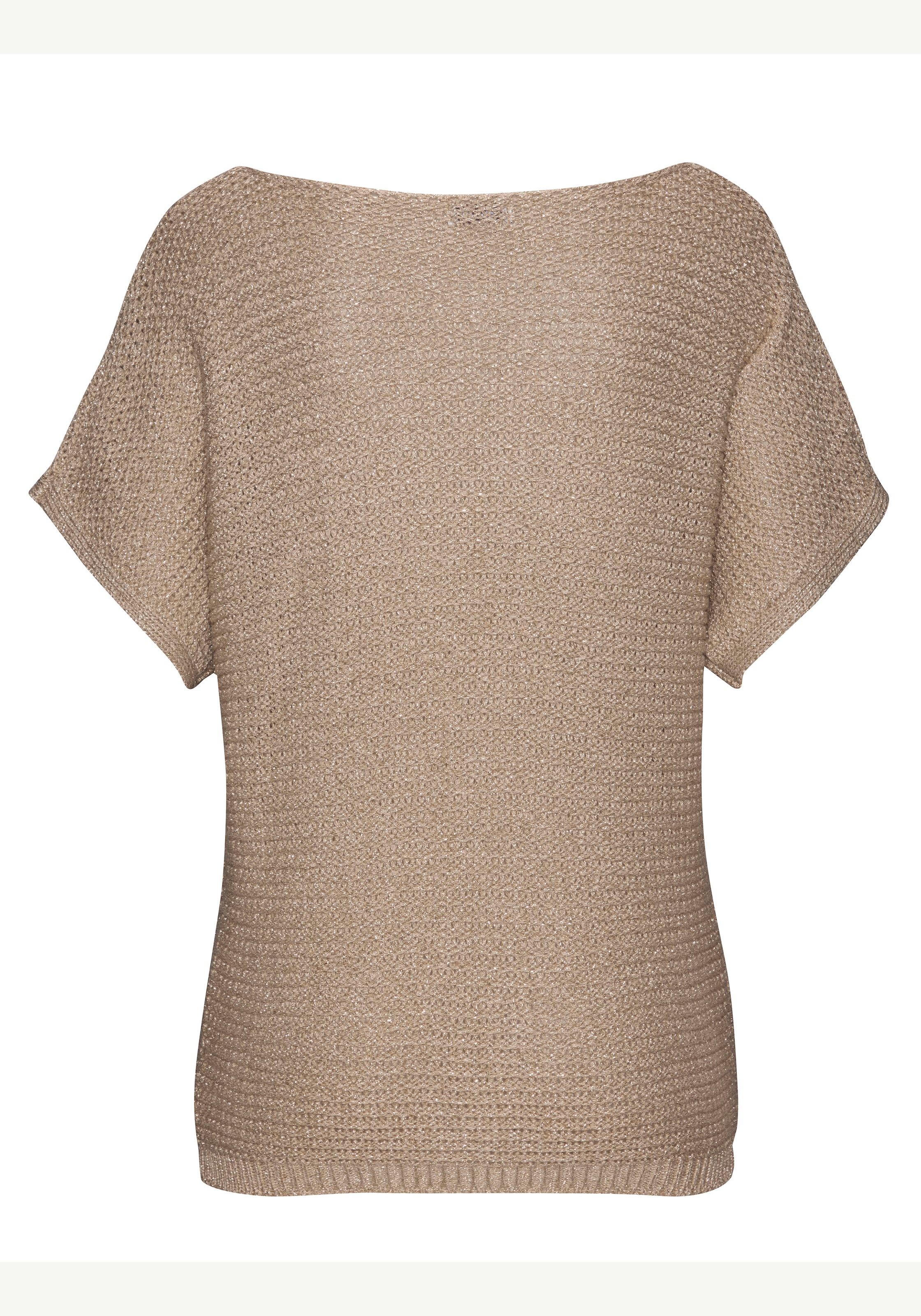 LASCANA Kurzarmpullover , in luftigem Ajourstrick, leichter Sommerpullover, Metallic-Effekt