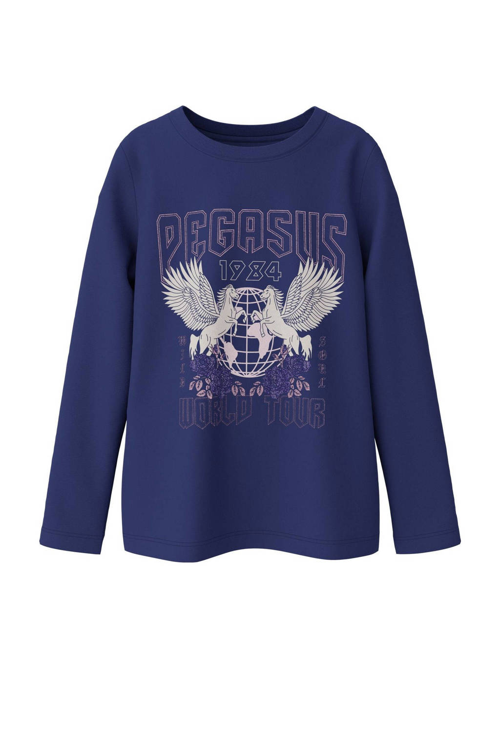 NAME IT longsleeve NKFOLISIA met printopdruk donkerblauw