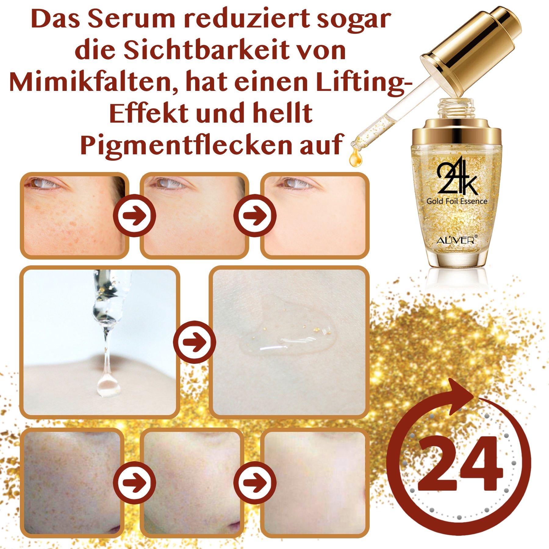 ALIVER Gesichtspflege Set Crystal Gold Masken