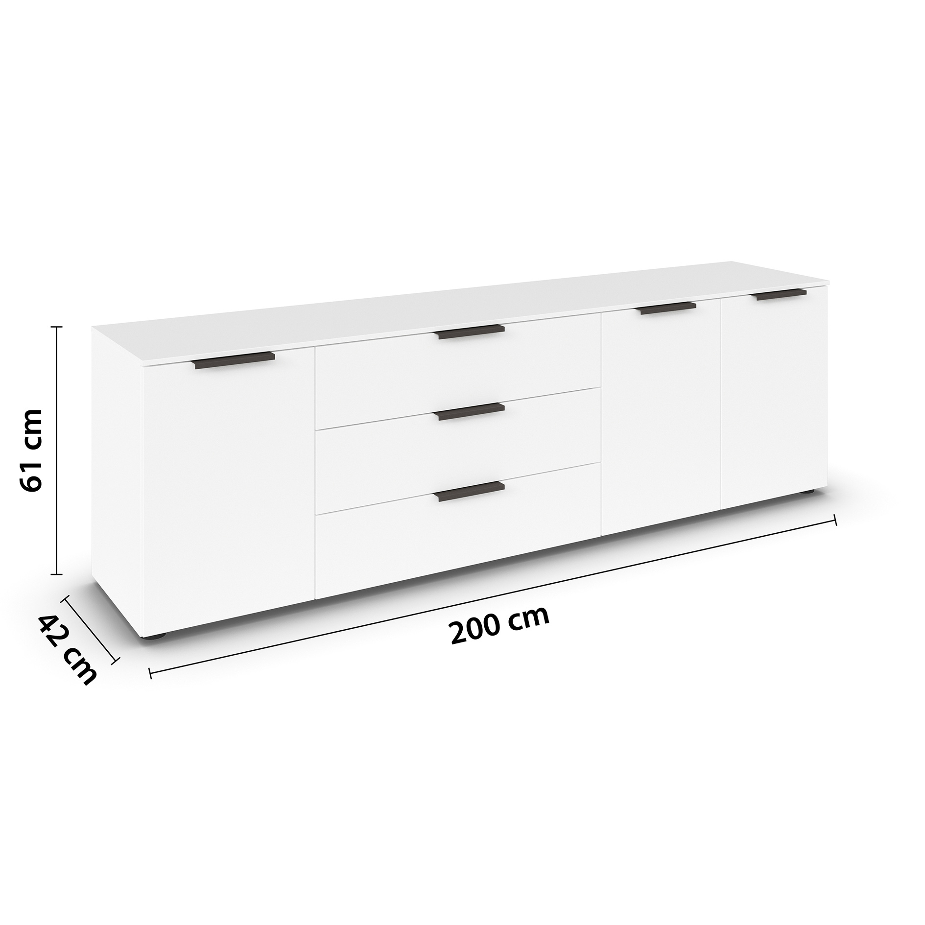 Lowboard - alpinweiß - 199 cm