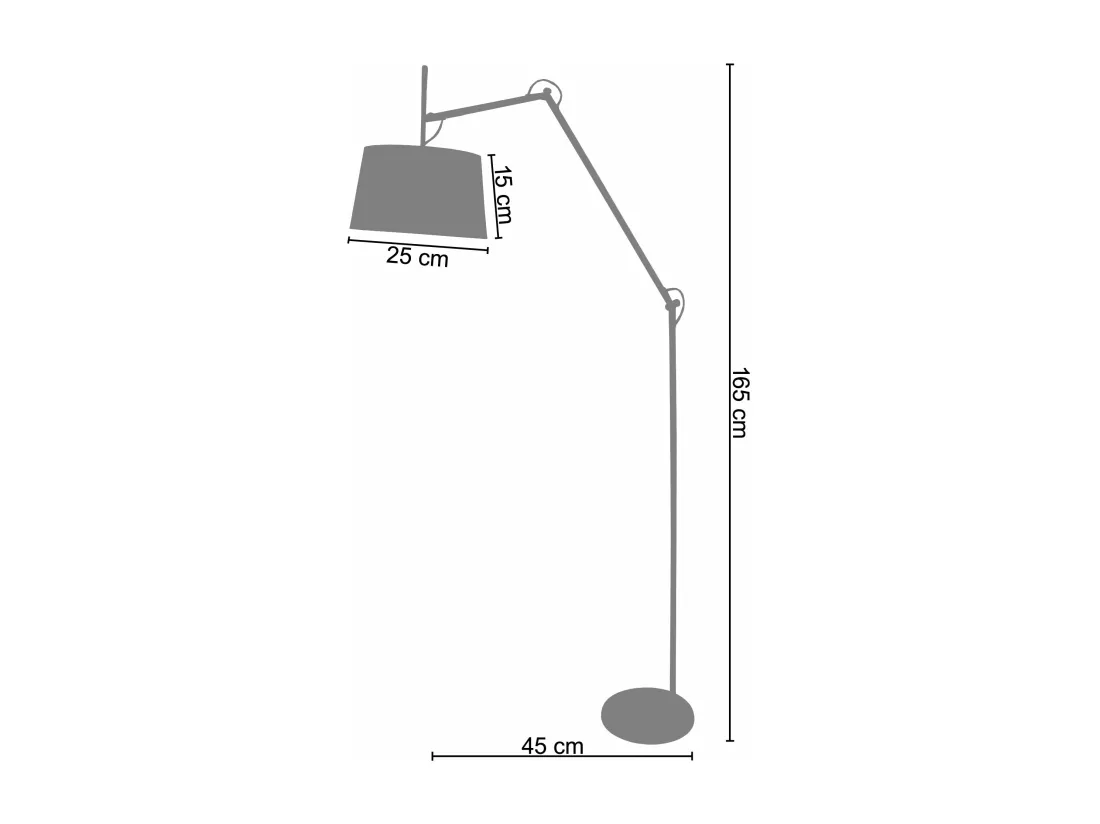 Lampadaire articulé métal  noir 230 cm.