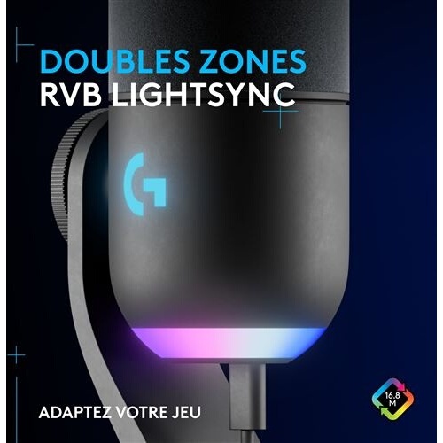 Microphone Logitech G Yeti GX gaming RVB dynamique avec LIGHTSYNC, USB