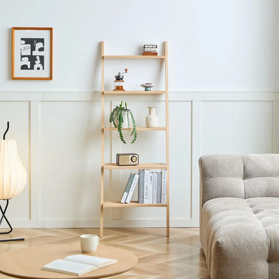 Wandplank Ladder van Massief Natuurlijk Hout