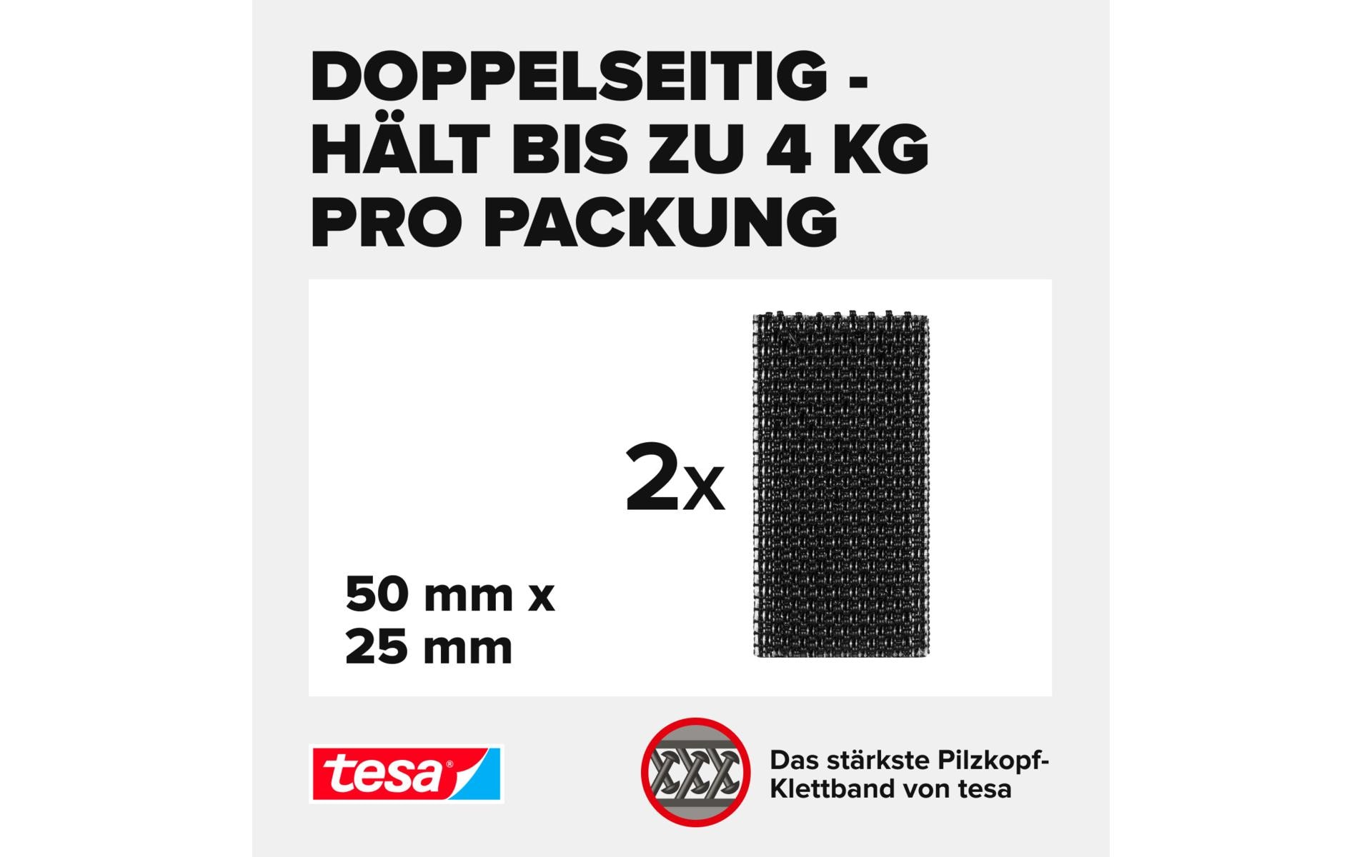 Ultra Power Lock Strips 2 Paar 2 kg, 50 x 25 mmSelbstklebende Klettband-Streifen mit extrem starkem Klettverschluss – wetterfest
