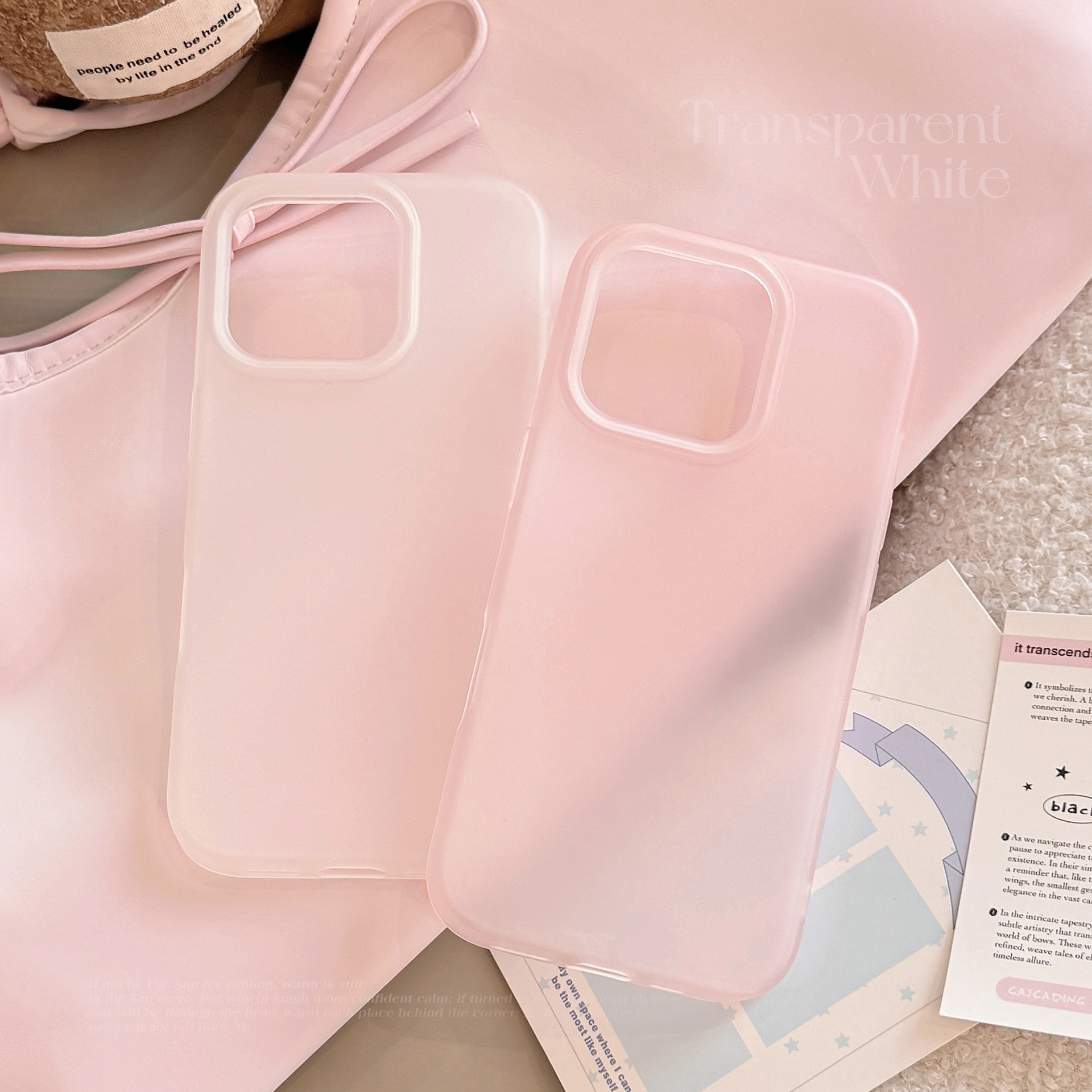 iPhone 16 Gummi Case Hülle Ultra Thin - Rosa / Transparent (Matt)