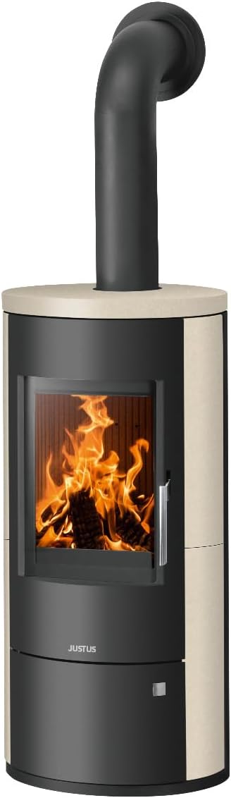 JUSTUS Austin Kaminofen 7 kW für Scheitholz und Kohlebriketts Kalkstein-Schwarz