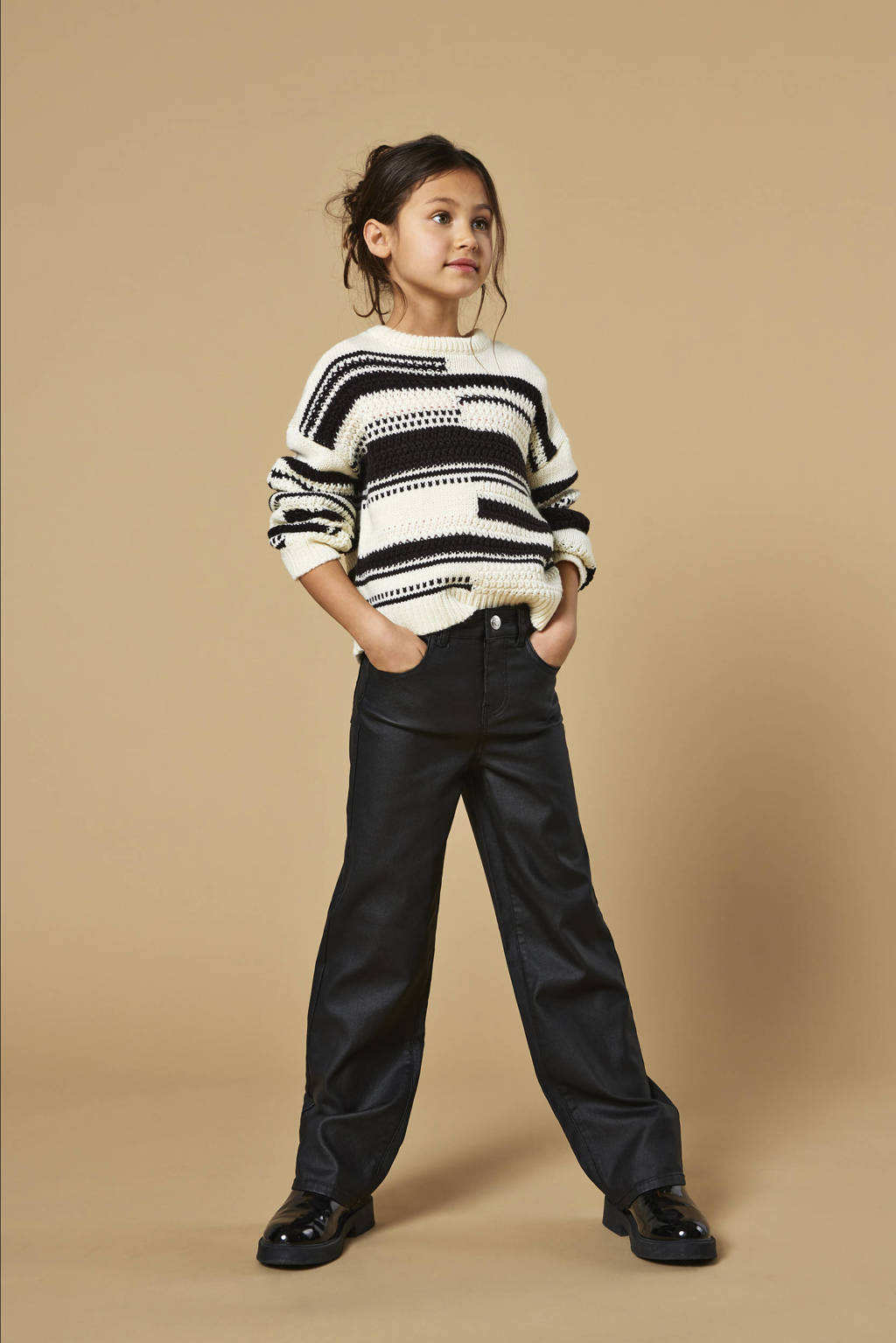 ONLY coated flared broek KOGJUICY zwart
